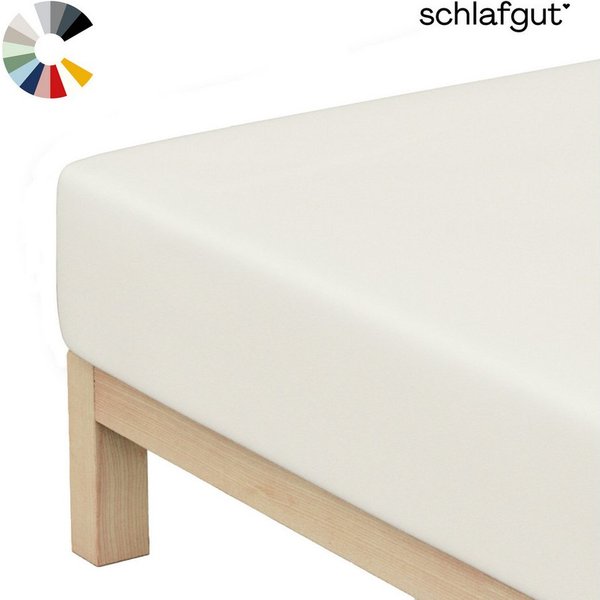 Schlafgut Spannbettlaken Basic Cotton Bettlaken, 160 g/m², 100% Baumwolle, Spannbetttuch, Jersey, Gummizug: rundum, (1 Stück), Spannbettlaken bis 20 cm Matratze