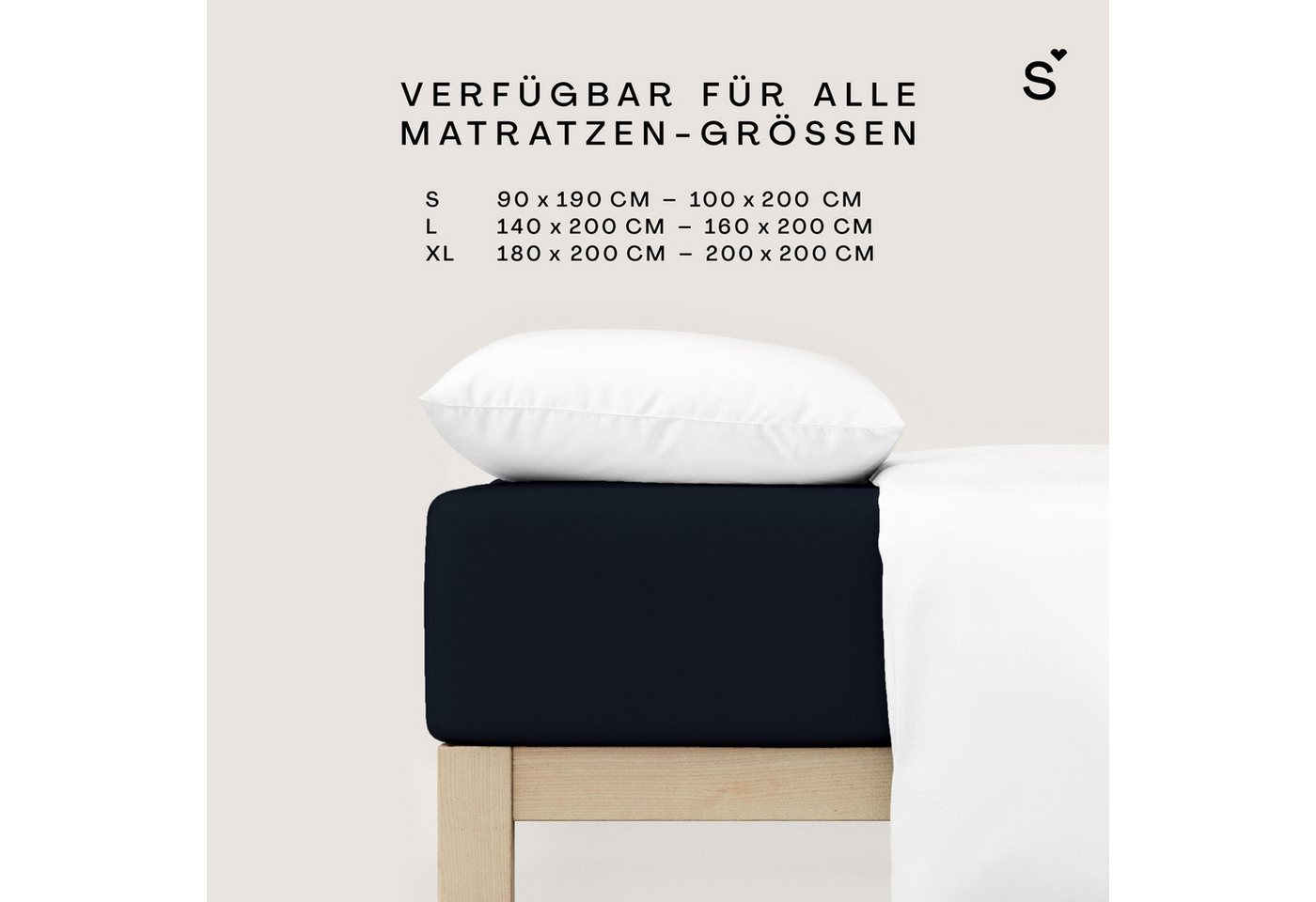 Schlafgut Spannbettlaken Basic Cotton Bettlaken, 160 g/m², 100% Baumwolle, Spannbetttuch, Jersey, Gummizug: rundum, (1 Stück), Spannbettlaken bis 20 cm Matratze – Bild 4 von 5