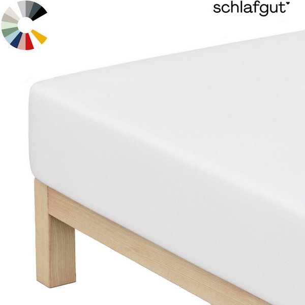 Schlafgut Spannbettlaken Basic Cotton Bettlaken, 160 g/m², 100% Baumwolle, Spannbetttuch, Jersey, Gummizug: rundum, (1 Stück), Spannbettlaken bis 20 cm Matratze