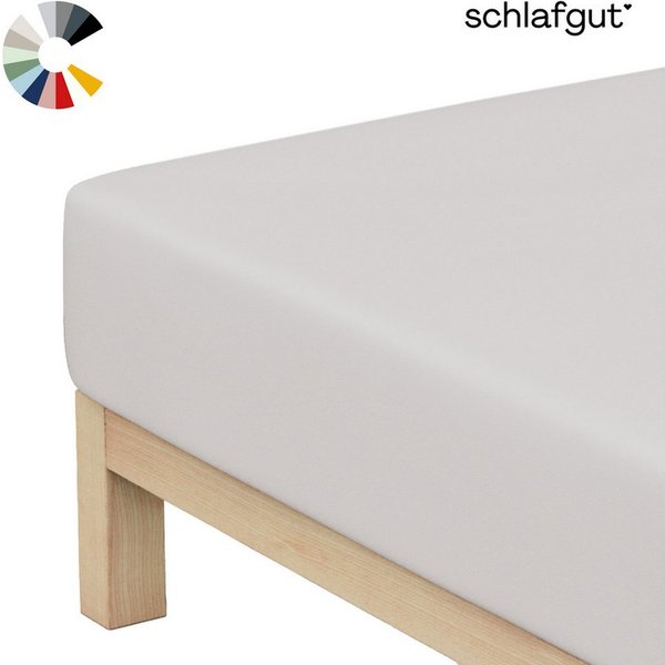 Schlafgut Spannbettlaken Basic Cotton Bettlaken, 160 g/m², 100% Baumwolle, Spannbetttuch, Jersey, Gummizug: rundum, (1 Stück), Spannbettlaken bis 20 cm Matratze
