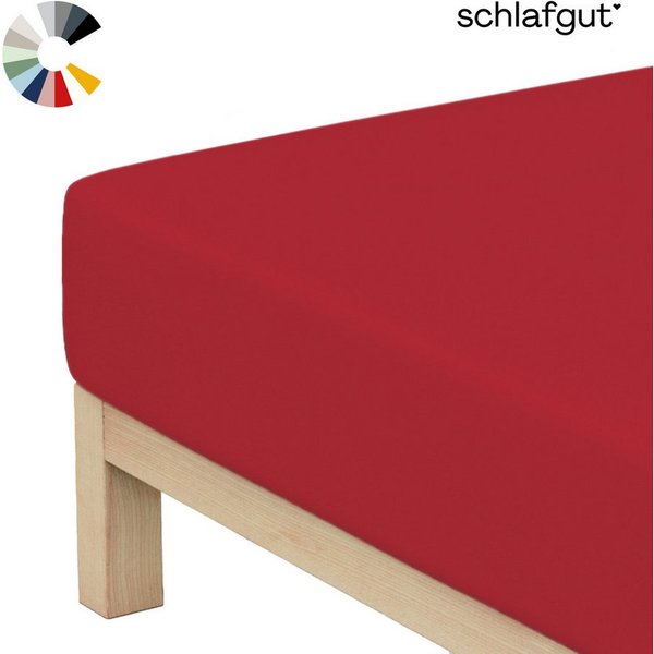 Schlafgut Spannbettlaken Basic Cotton Bettlaken, 160 g/m², 100% Baumwolle, Spannbetttuch, Jersey, Gummizug: rundum, (1 Stück), Spannbettlaken bis 20 cm Matratze