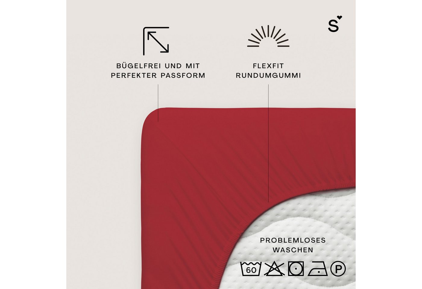 Schlafgut Spannbettlaken Basic Cotton Bettlaken, 160 g/m², 100% Baumwolle, Spannbetttuch, Jersey, Gummizug: rundum, (1 Stück), Spannbettlaken bis 20 cm Matratze – Bild 3 von 5