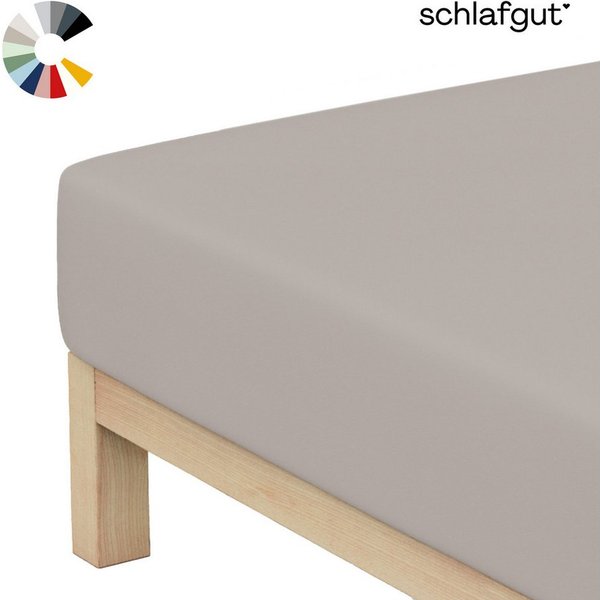 Schlafgut Spannbettlaken Basic Cotton Bettlaken, 160 g/m², 100% Baumwolle, Spannbetttuch, Jersey, Gummizug: rundum, (1 Stück), Spannbettlaken bis 20 cm Matratze