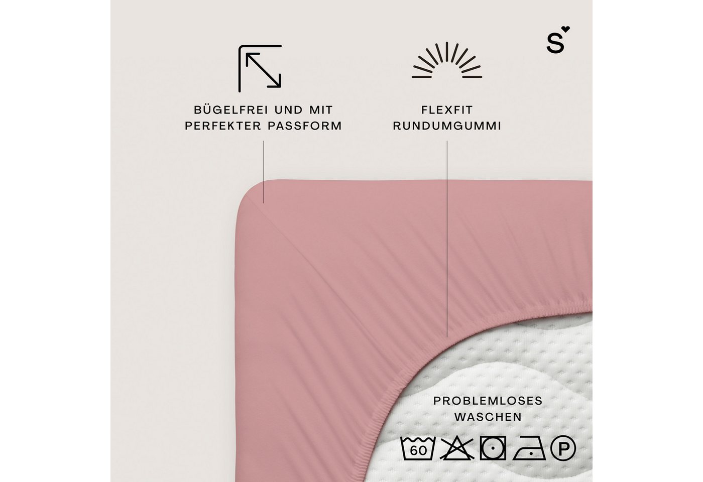 Schlafgut Spannbettlaken Basic Cotton Bettlaken, 160 g/m², 100% Baumwolle, Spannbetttuch, Jersey, Gummizug: rundum, (1 Stück), Spannbettlaken bis 20 cm Matratze – Bild 3 von 5