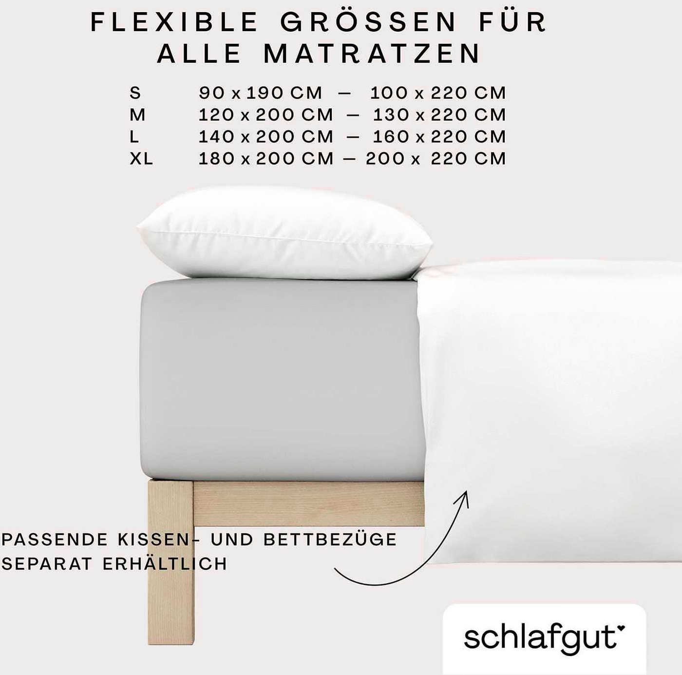 Schlafgut Spannbettlaken PURE BOXSPRING Bio-Baumwolle mit Elasthan, 170 g/m², Bettlaken, Jersey-Elasthan, Gummizug: rundum, (1 Stück), PREMIUM Boxspringbett Lak – Bild 4 von 5