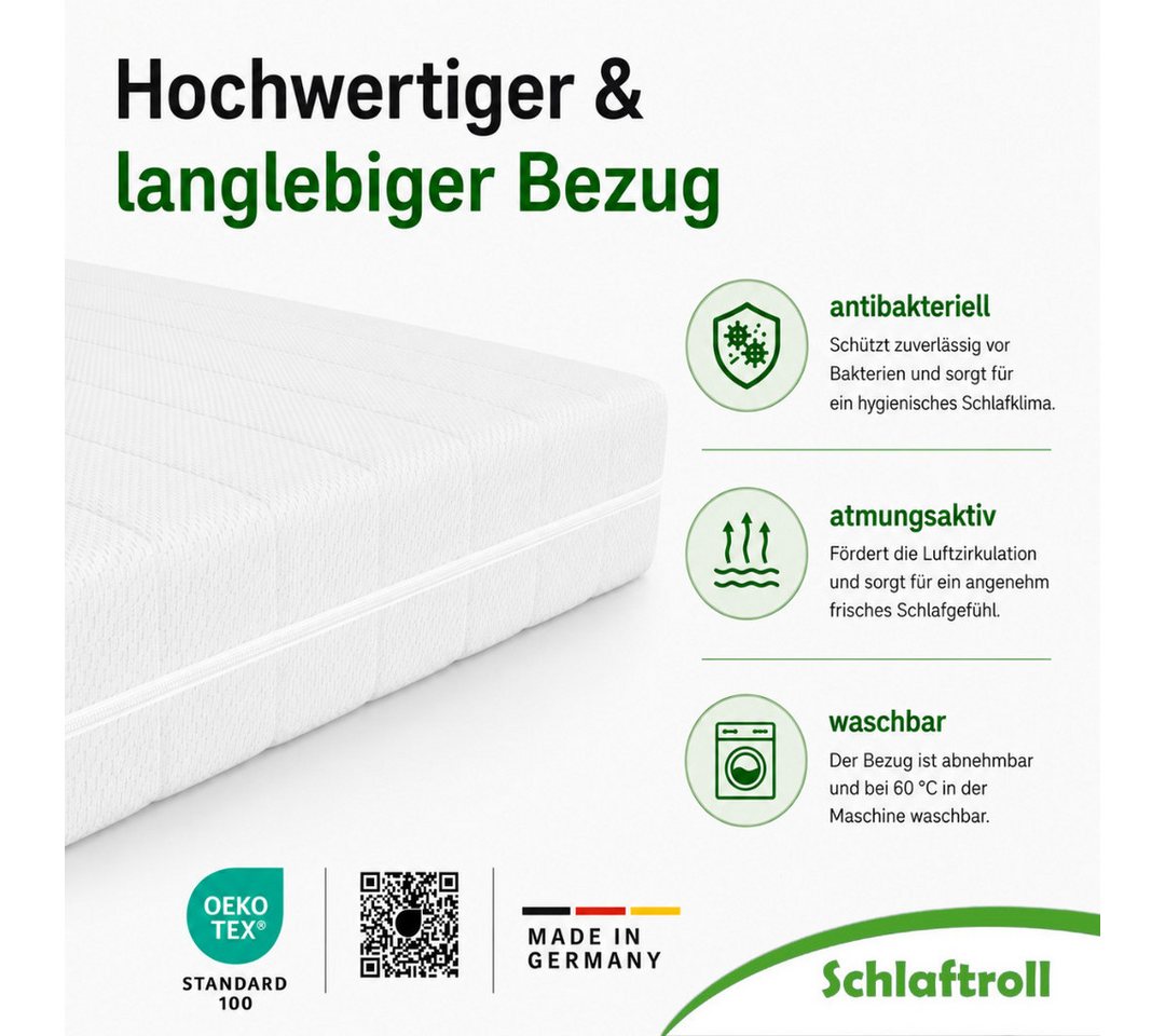 Gelschaummatratze Gelschaummatratze Höhe 15cm, Härtegrad H2/H3, Allergikerfreundlich, Schlaftroll, 15 cm hoch, 90x200cm, 140x200cm und weiteren Größen erhältlic – Bild 5 von 5