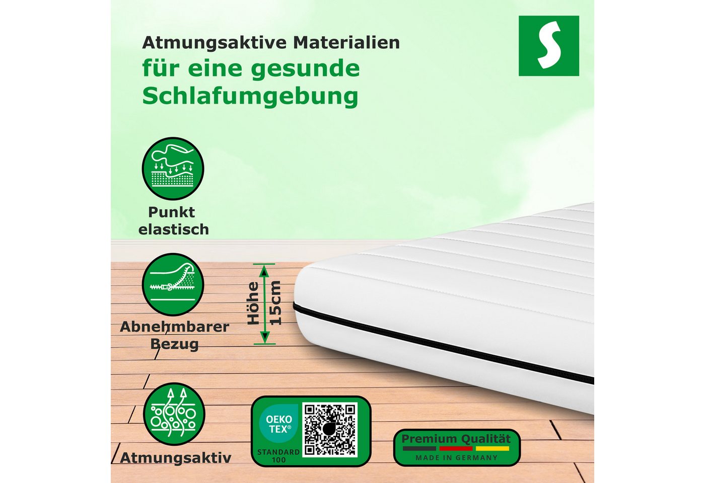 Kaltschaummatratze Easy Flex Wendematratze mit Zwei Härtegrade für Schlafkomfort, Schlaftroll, 15 cm hoch, H2 und H3, 15 cm hoch, 90 x 200,140x200, 180x200 cm u – Bild 2 von 5