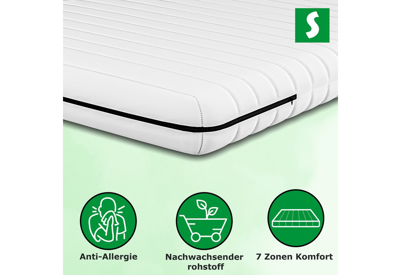 Kaltschaummatratze Easy Flex Wendematratze mit Zwei Härtegrade für Schlafkomfort, Schlaftroll, 15 cm hoch, H2 und H3, 15 cm hoch, 90 x 200,140x200, 180x200 cm u – Bild 4 von 5