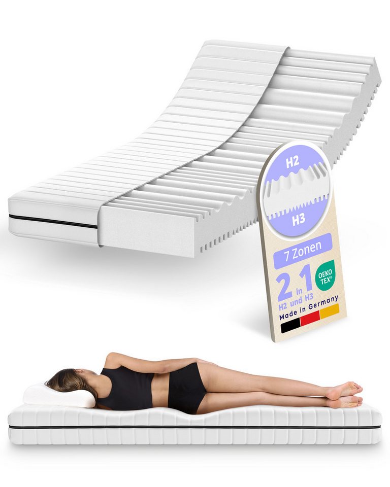 Kaltschaummatratze H2/H3, ergonomische 7-Zonen Matratze, Schlaftroll, 5 cm hoch, 120x200 cm, 140x200 cm, 160x200 cm und weiteren Größen – Bild 2 von 5