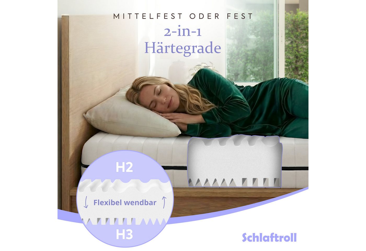 Kaltschaummatratze H2/H3, ergonomische 7-Zonen Matratze, Schlaftroll, 5 cm hoch, 120x200 cm, 140x200 cm, 160x200 cm und weiteren Größen – Bild 4 von 5