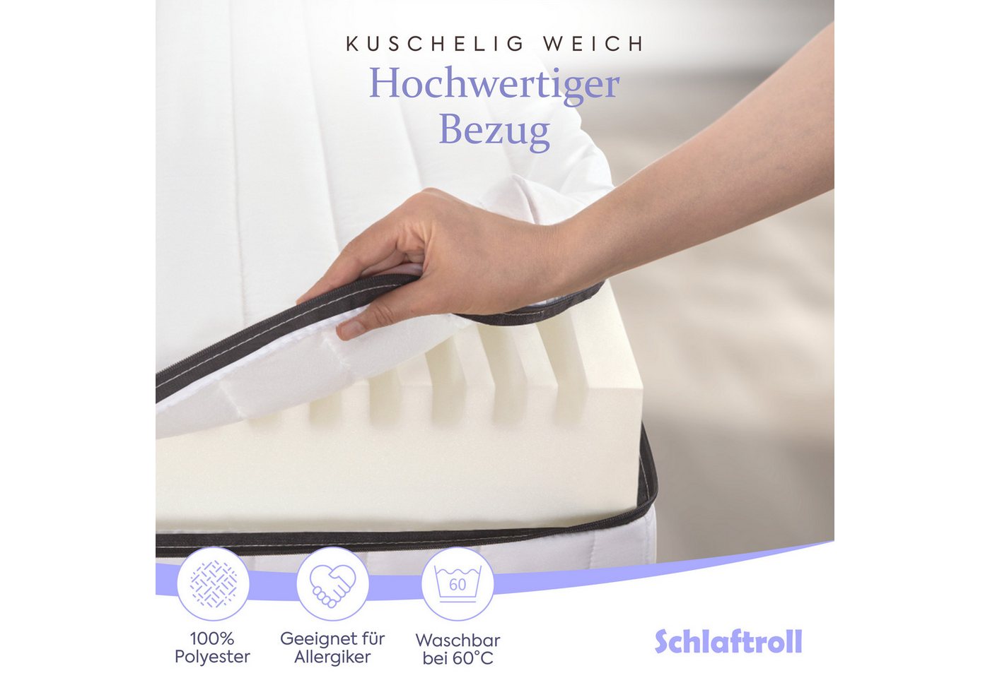 Kaltschaummatratze H2/H3, ergonomische 7-Zonen Matratze, Schlaftroll, 5 cm hoch, 120x200 cm, 140x200 cm, 160x200 cm und weiteren Größen – Bild 5 von 5