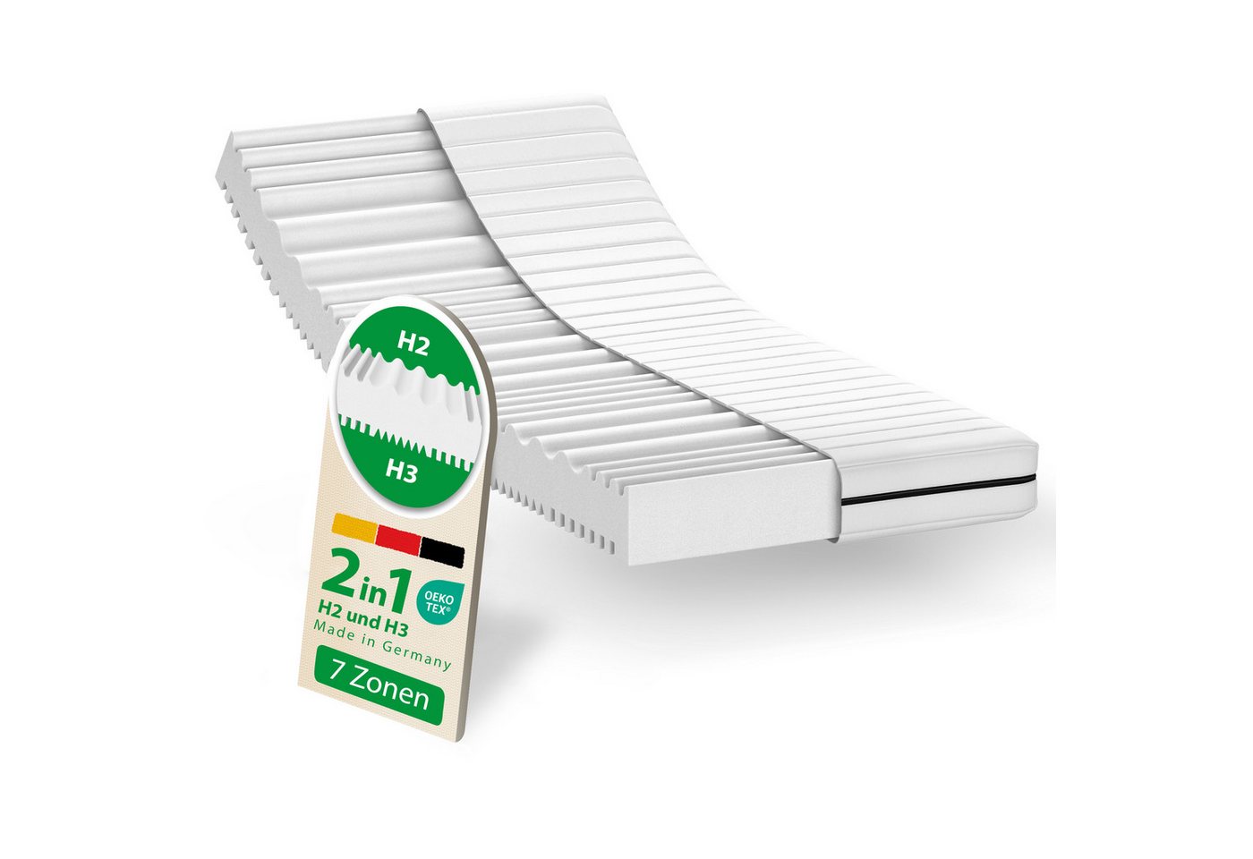 Kaltschaummatratze H2/H3, ergonomische 7-Zonen Wendematratze, Schlaftroll, 5 cm hoch, 90x200 cm, 140x200 cm, 180x200 cm und weitere Größen – Bild 2 von 5