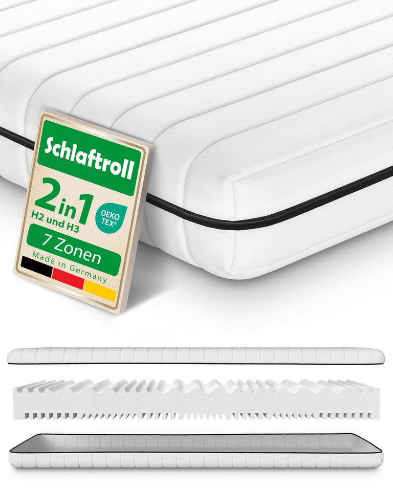 Kaltschaummatratze H2/H3, ergonomische 7-Zonen Wendematratze, Schlaftroll, 5 cm hoch, 90x200 cm, 140x200 cm, 180x200 cm und weitere Größen – Bild 3 von 5