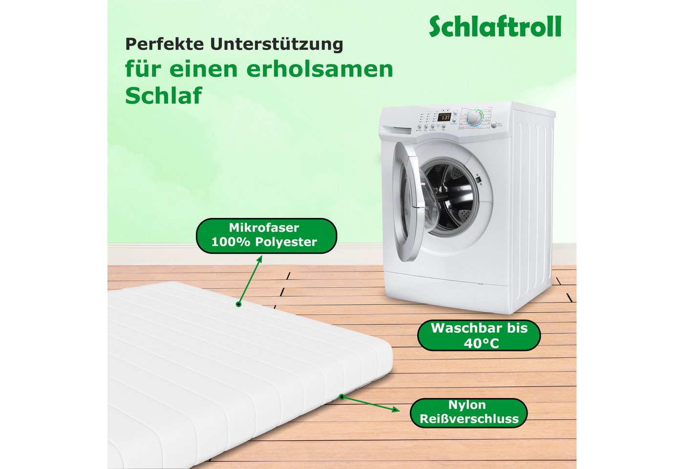 Kaltschaummatratze Mittelfest - H3, ergonomische Rollmatratze, Schlaftroll, 5 cm hoch, 90x200 cm, 140x200 cm, 180x200 cm und weitere Größen – Bild 4 von 5