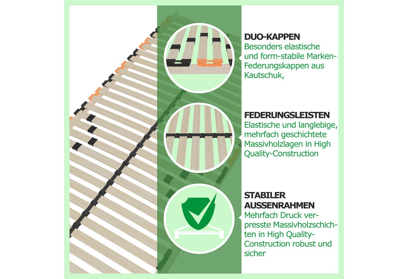 Lattenrost Langlebig, komfortabel & einfache Selbstmontage, Schlaftroll, ErgoFlex 90x200,140x200 manuell verstellbares Kopfteil – Bild 2 von 4