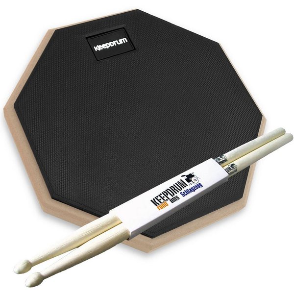 keepdrum Schlagzeug keepdrum Übungspad DP-BK8 schwarz 8 Zoll mit Drumsticks 1 Paar,Übungspad, Übungspad, Vorteils-Set mit Drumsticks 1 Paar