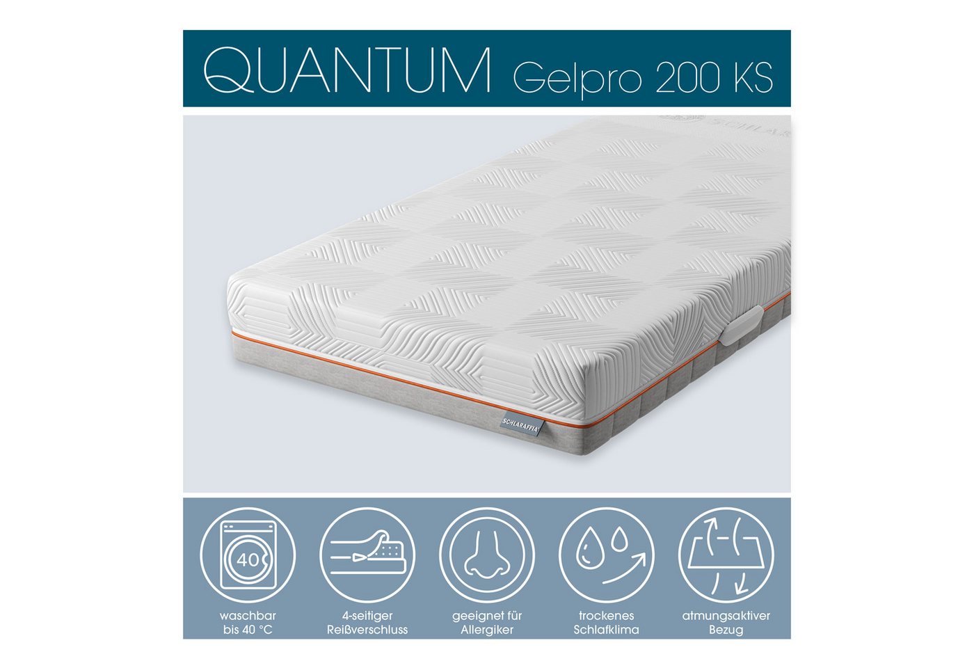 Kaltschaummatratze Matratze, 7 Zonen, GelPro Quantum 200, Kaltschaummatratze 90x200 cm, Schlaraffia, 20 cm hoch, Gelschaumauflage, patentierte Rhombo-therm Tech – Bild 4 von 5
