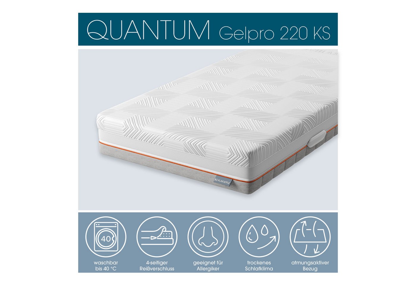 Kaltschaummatratze Matratze, 7 Zonen, GelPro Quantum 220, Kaltschaummatratze 90x200 cm, Schlaraffia, 22 cm hoch, Gelschaumauflage, patentierte Rhombo-therm Tech – Bild 4 von 5