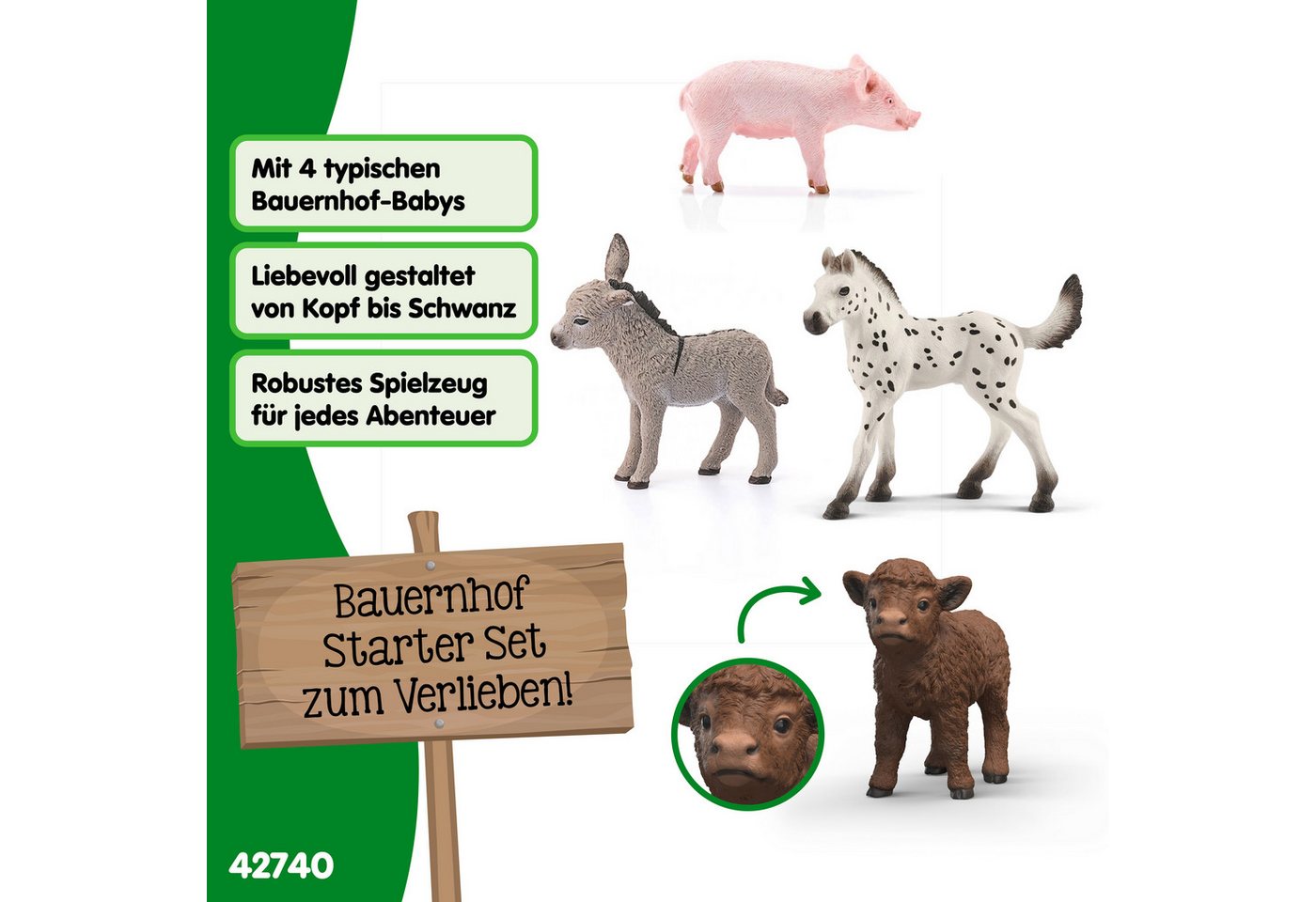 Schleich® Spielfigur FARM WORLD, Bauernhof Babys (42740), (4-tlg) – Bild 5 von 5
