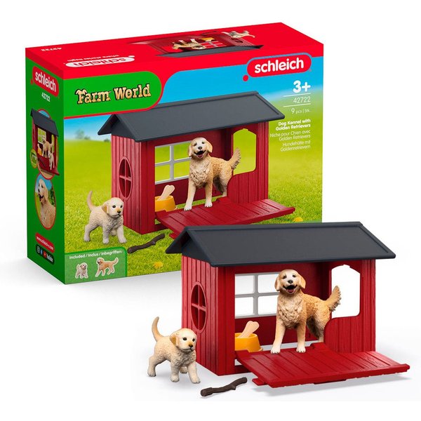Schleich® Spielwelt FARM WORLD, Hundehütte mit Goldenretrievern (42722)