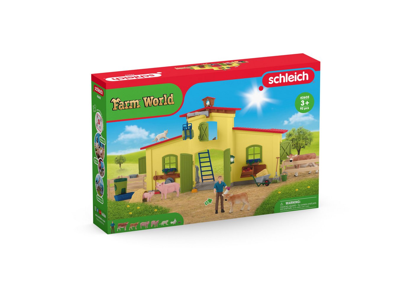 Schleich® Spielwelt FARM WORLD, Großer Stall mit Tieren und Zubehör (42605), (64-tlg) – Bild 2 von 2