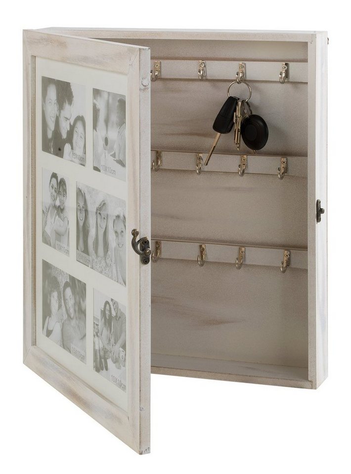 Schlüsselkasten FRIENDS, Weiß, Holz, Breite 35 cm, 18 Haken, mit Bilderrahmen für 6 Bilder – Bild 3 von 4