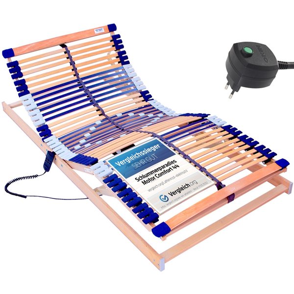 Lattenrost mit Motor Comfort 44® Motor, Schlummerparadies, Kopfteil motorisch verstellbar, Fußteil motorisch verstellbar, 10 Jahre Garantie, Netzfreischaltung, 