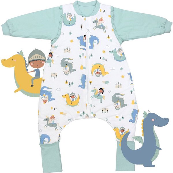 Schlummersack Kinderschlafsack Schlafsack mit Füßen und umklappbaren Bündchen, 2.5 Tog
