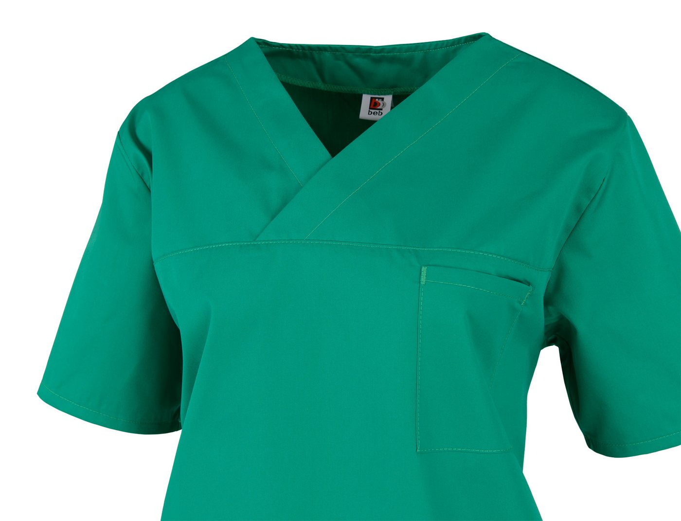 BEB Schlupfbluse beb Basic Kasack Unisex Kurzarm Grün – Bild 3 von 4