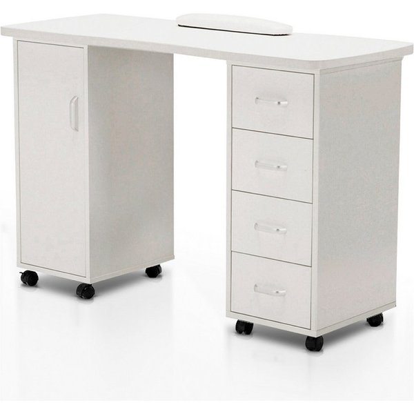 Barberpub Schminktisch Barberpub Studiotisch Manikürtisch Nageltisch 0600, mit Schubladen, mit Schrank, Rollen, MFC, 120 × 47 × 80 cm