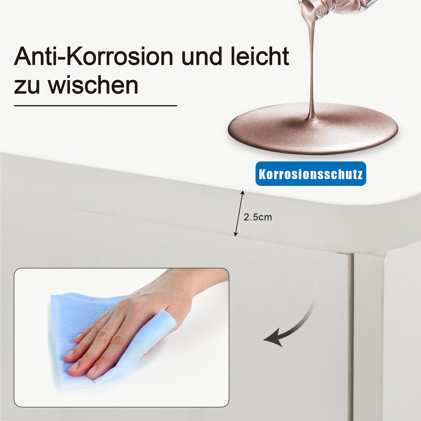 Barberpub Schminktisch Barberpub Studiotisch Manikürtisch Nageltisch 0600, mit Schubladen, mit Schrank, Rollen, MFC, 120 × 47 × 80 cm – Bild 5 von 5