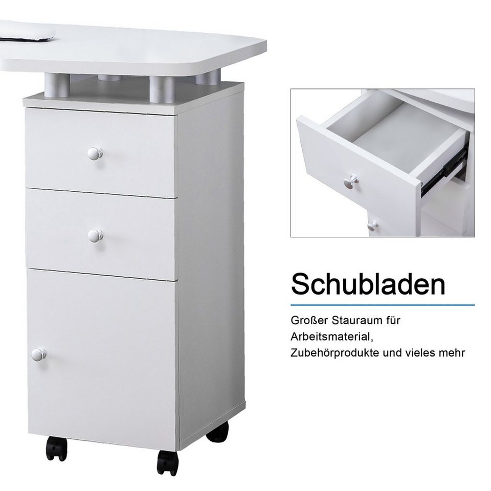 Barberpub Schminktisch BarberPub Studiotisch Manikürtisch Nageltisch 0400, mit Schubladen mit Rollen, MFC, 118× 56× 78 cm – Bild 2 von 5