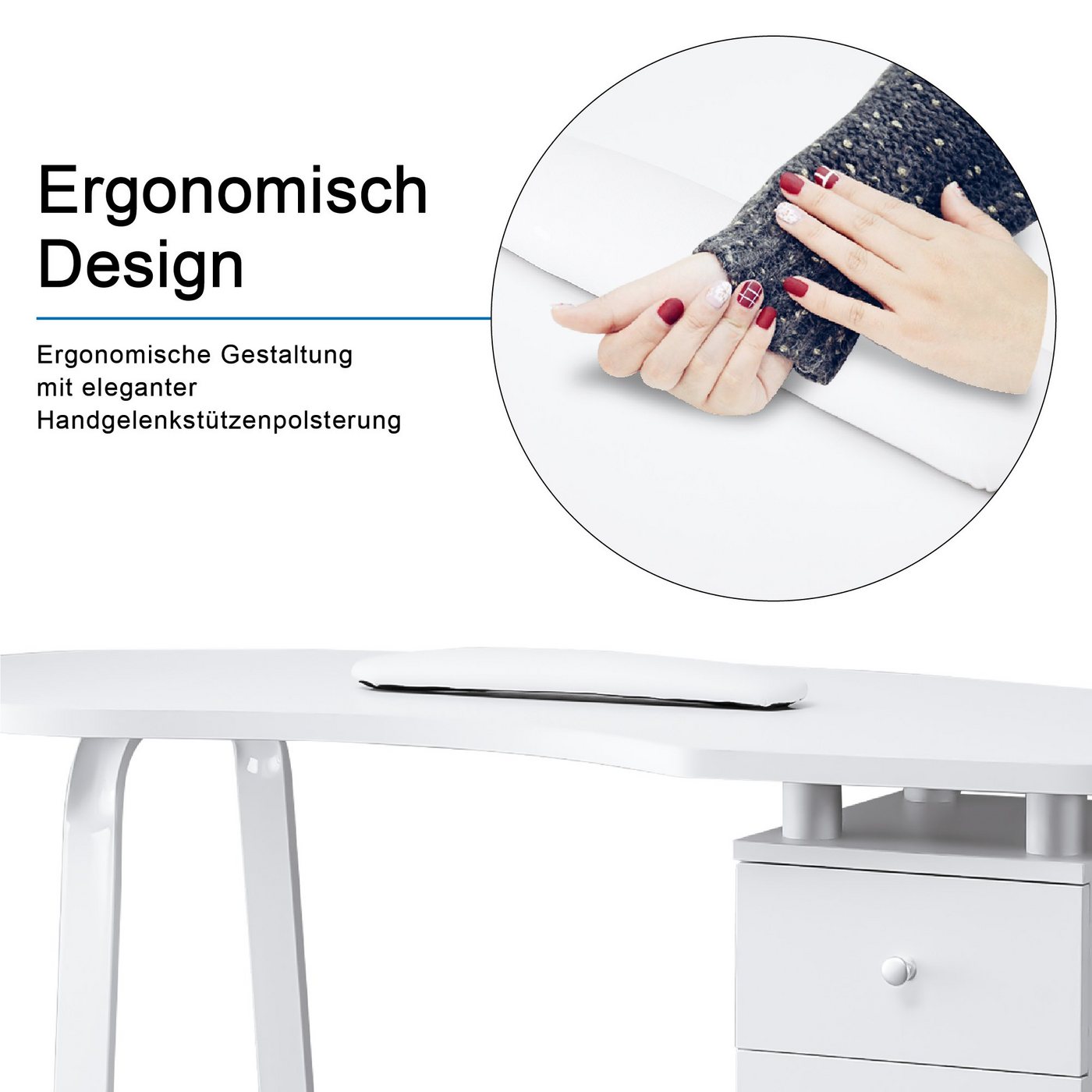 Barberpub Schminktisch BarberPub Studiotisch Manikürtisch Nageltisch 0400, mit Schubladen mit Rollen, MFC, 118× 56× 78 cm – Bild 4 von 5
