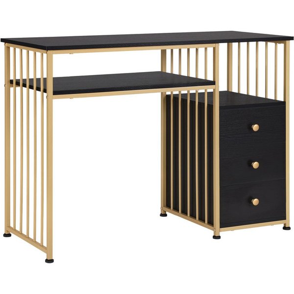 MCombo Schminktisch M MCombo Schminktisch mit Schubladen 2413, ohne Spiegel, mit Regal, aus Holz, Metallgestell, Doppelnageltisch