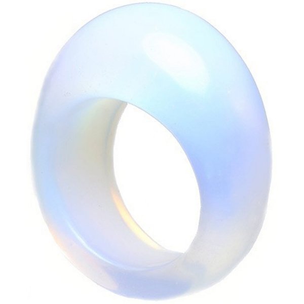 Schmuck Krone Fingerring Ring aus Opalit-Mondstein mit Wölbung