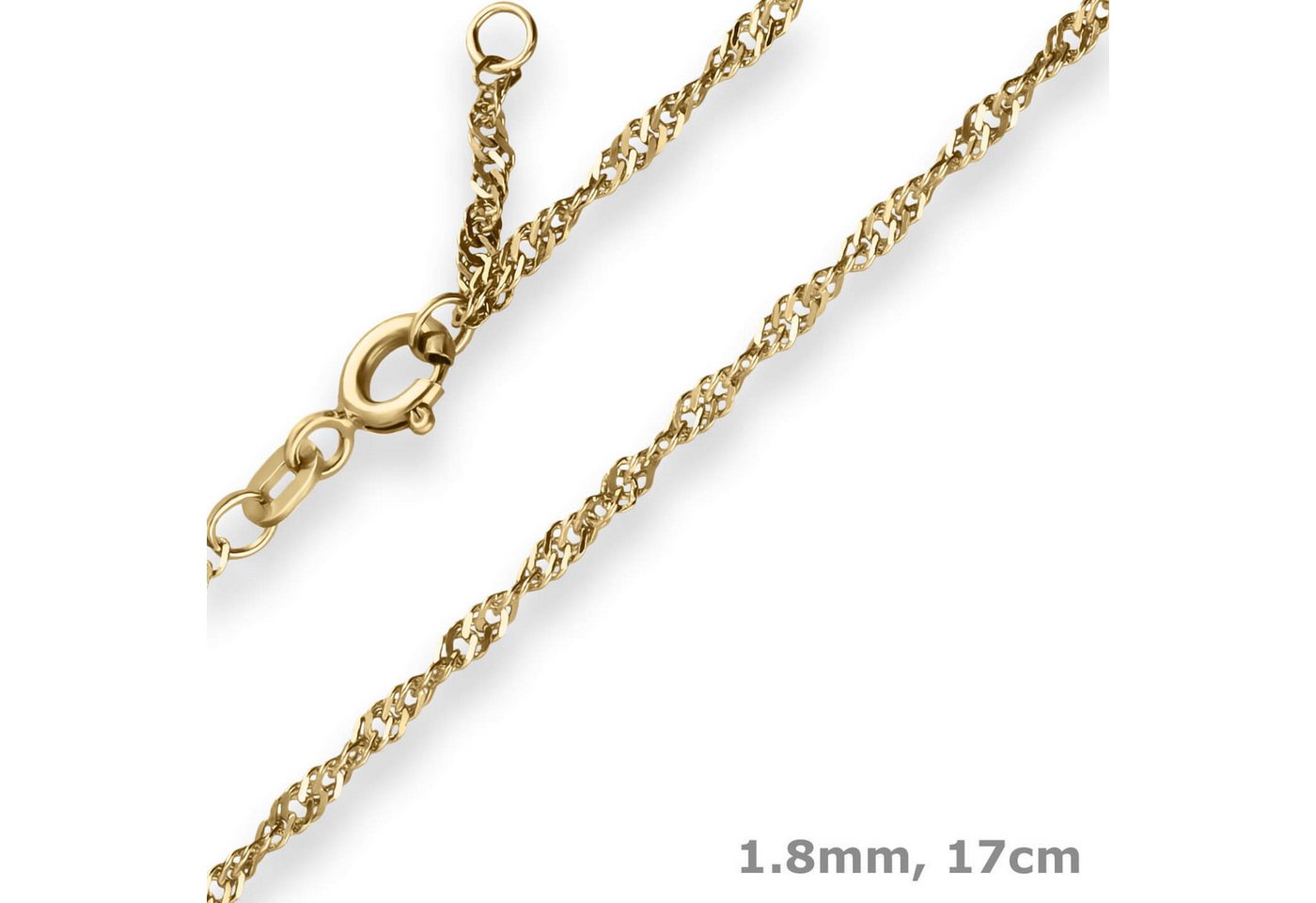 Schmuck Krone Goldarmband 1,8mm Armband aus 585 Gelbgold 15-17cm mit Zwischenöse, Gold 585 – Bild 2 von 2
