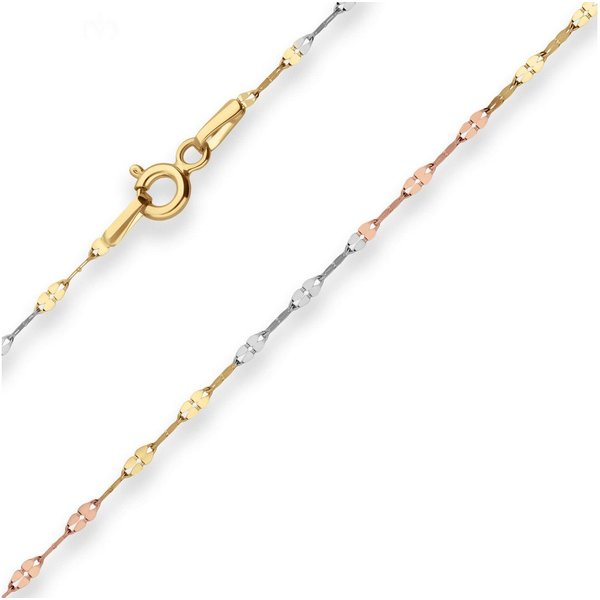 Schmuck Krone Goldarmband 1,5mm Armband Fantasiekette aus 585 Gold gelb/weiß/rot 19cm, Gold 585