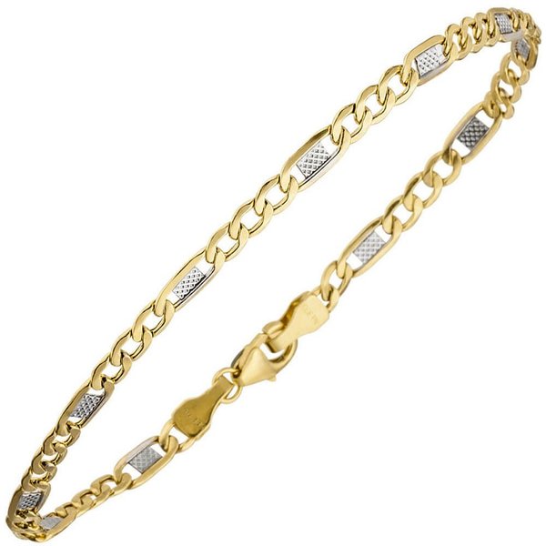 Schmuck Krone Goldarmband 3,7mm Steg-Panzerarmband aus 333 Gelbgold, 19cm, Gold 333