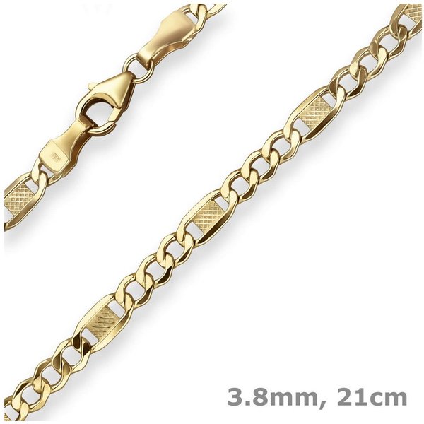 Schmuck Krone Goldarmband 3,8mm Armband Fantasiekette aus 375 Gelbgold 21cm, Gold 375