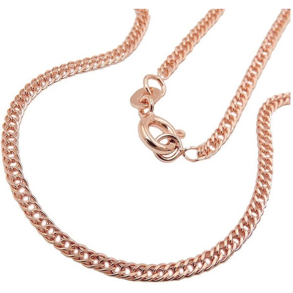 Schmuck Krone Goldkette Kette 2mm Doppelrhombus Zwillingspanzer 9Kt Rotgold 45cm, Gold 375