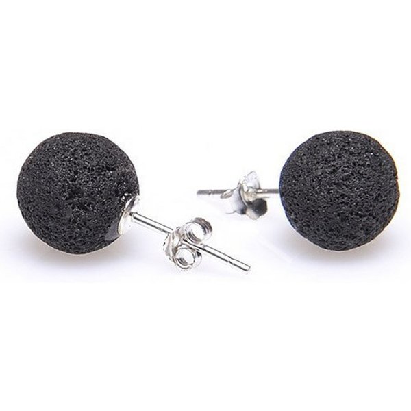 Schmuck Krone Paar Ohrstecker Ohrstecker aus Lava, 10mm, 925 Silber, Silber 925