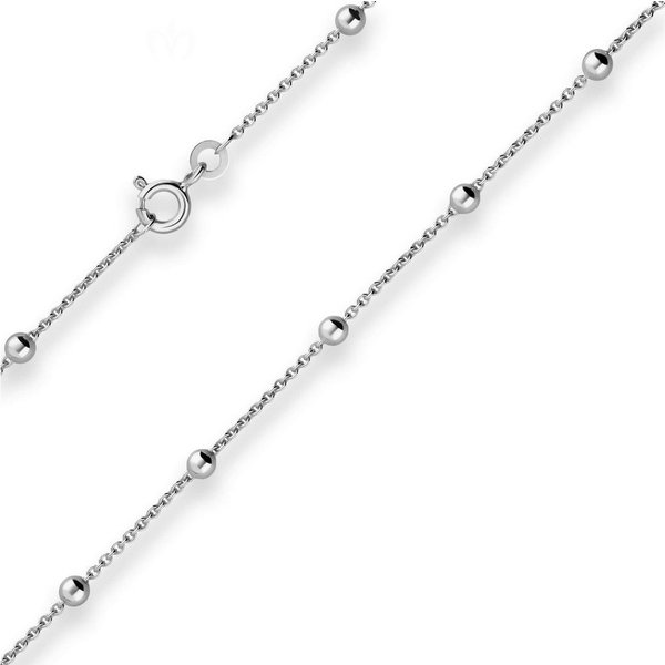 Schmuck Krone Silberkette 1,3mm Rund-Ankerkette Kugel aus 925 Silber rhodiniert 50cm, Silber 925