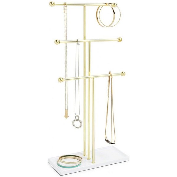 Umbra Schmuckbaum Umbra Trigem Schmuckständer weiß/goldfarben Schmuckbaum Kettenhalter, gepolsterte Unterlage