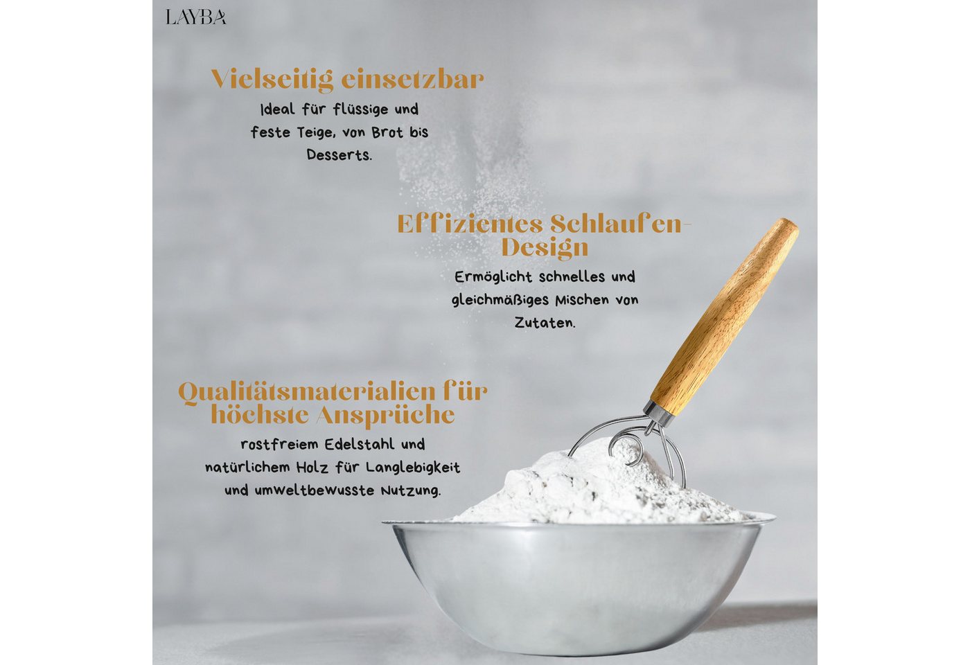 Layba Schneebesen LAYBA Dänischer Teigbesen – Bild 3 von 5
