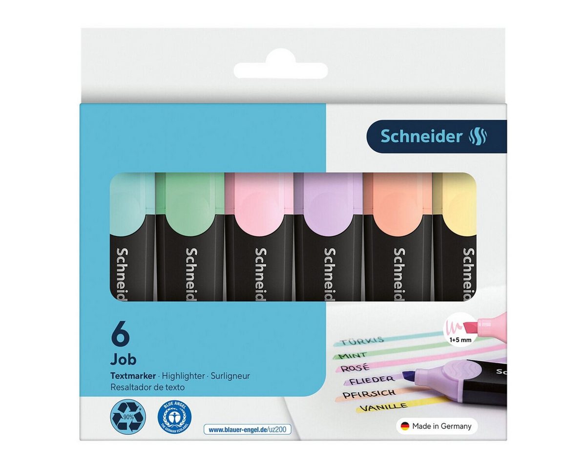 Schneider Marker Job Pastell, (6-tlg), Textmarker in Pastellfarben, im Kunststoffetui – Bild 2 von 5