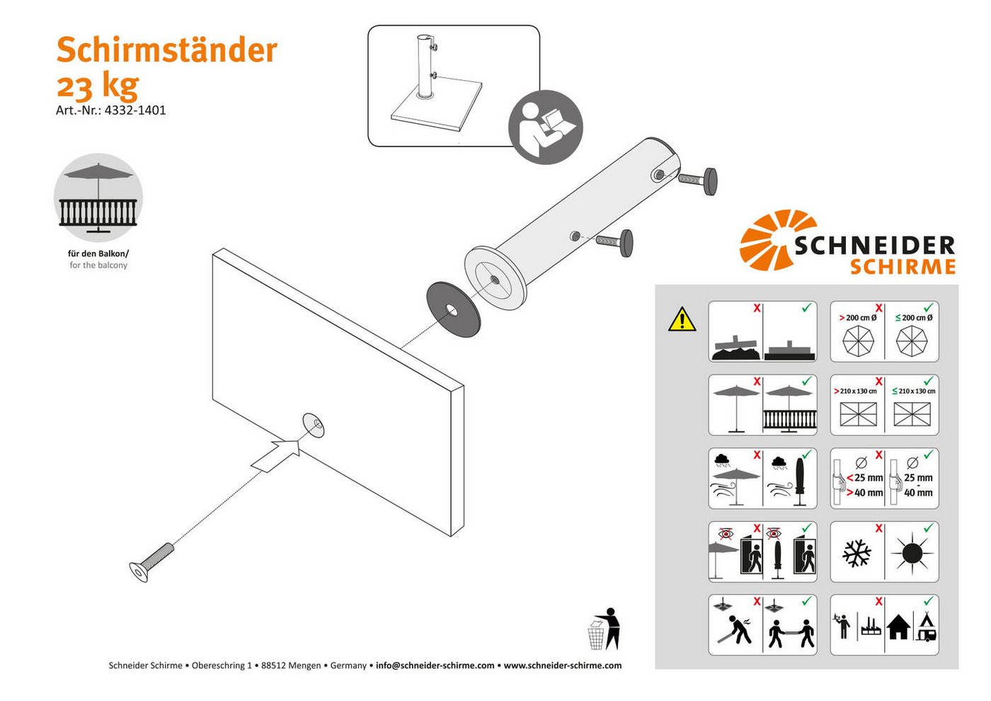 Schneider Schirme Schirmhalter, für Stöcke bis Ø 4 mm – Bild 2 von 4
