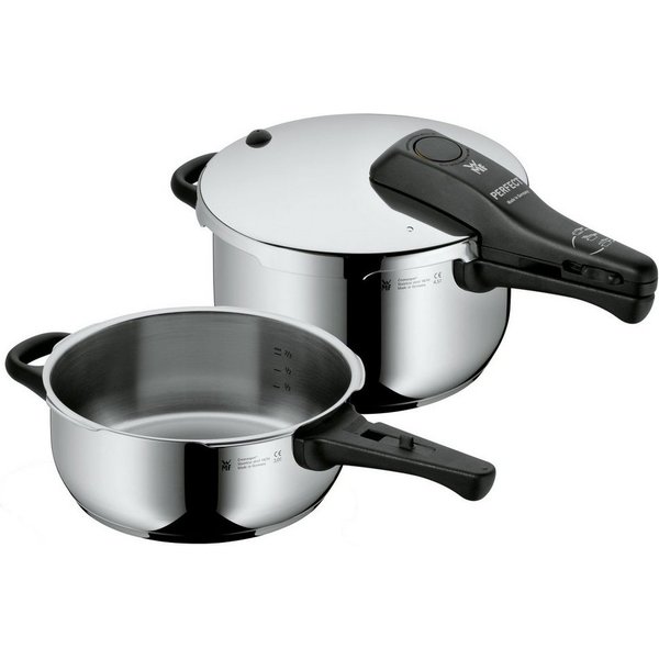 WMF Schnellkochtopf WMF Schnelltopf Perfect 4,5 l + 3,0 l, Cromargan® Edelstahl rostfrei 18/10 (2-tlg)