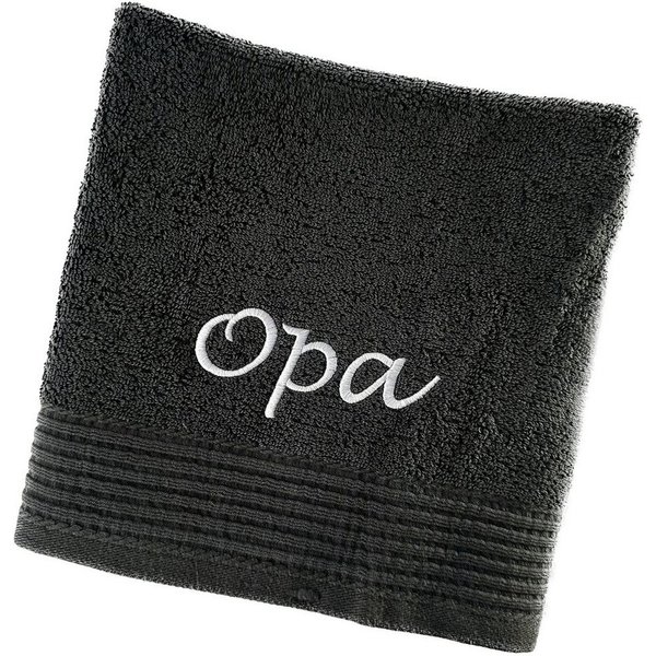 Schnoschi Handtuch Handtuch mit Oma oder Opa bestickt Gästehandtuch Duschtuch Badetuch, hochwertige Bestickung mit Oma oder Opa