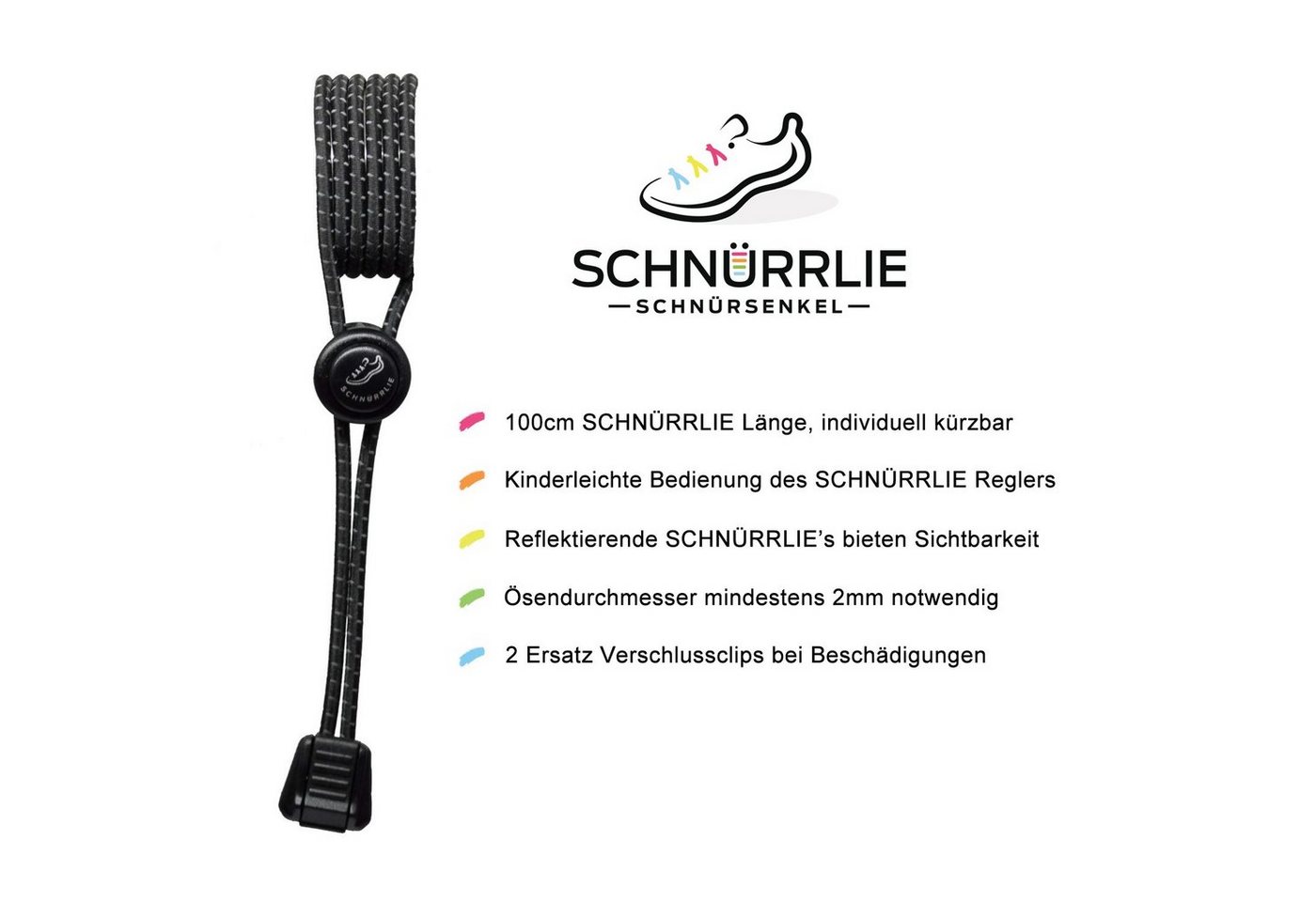 SCHNÜRRLIE Schnürsenkel Elastische Schnürbänder Schnellschnürsystem, einfach schnüren ohne Schleife binden – Bild 4 von 5
