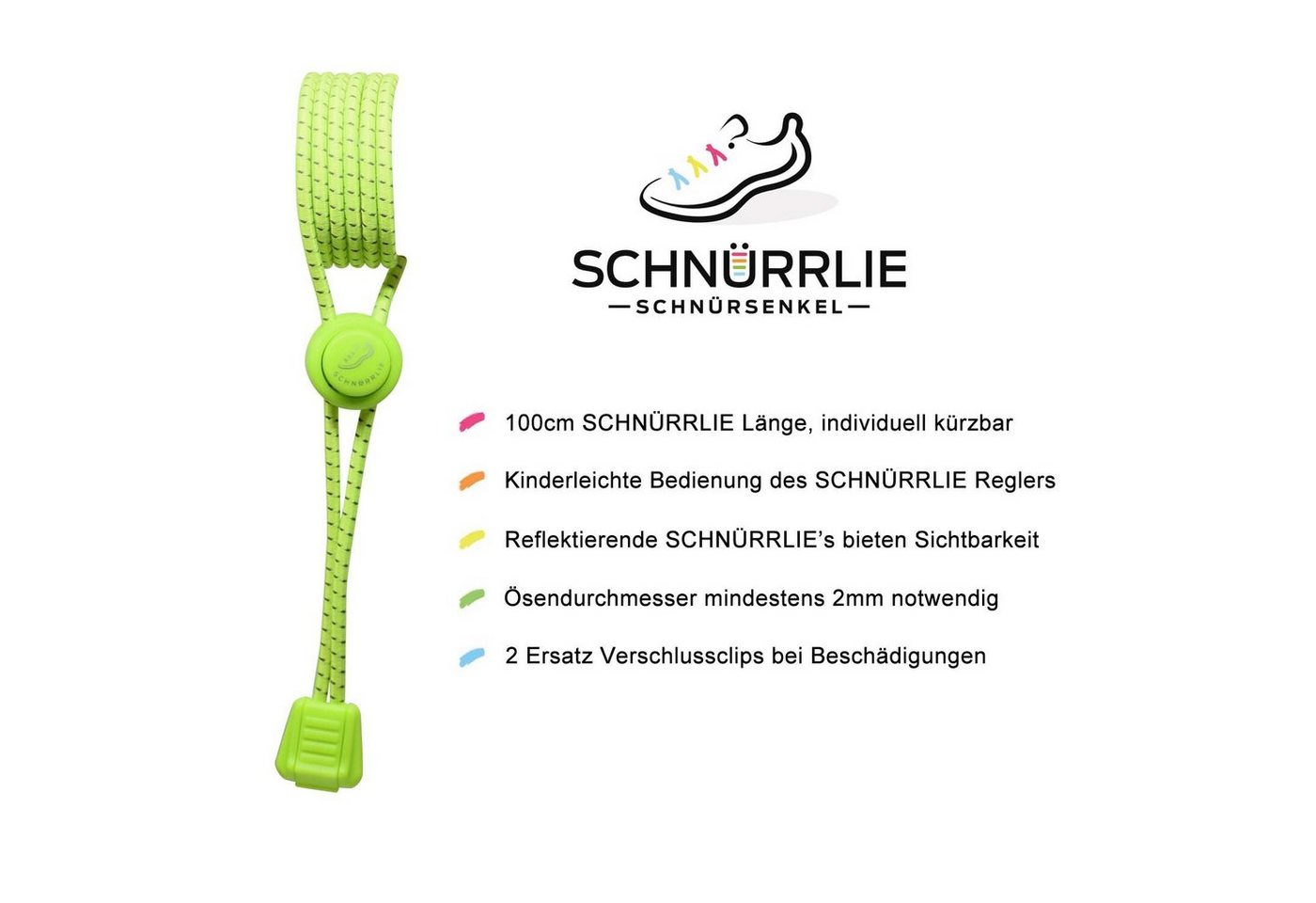 SCHNÜRRLIE Schnürsenkel Elastische Schnürbänder Schnellschnürsystem, einfach schnüren ohne Schleife binden – Bild 4 von 5